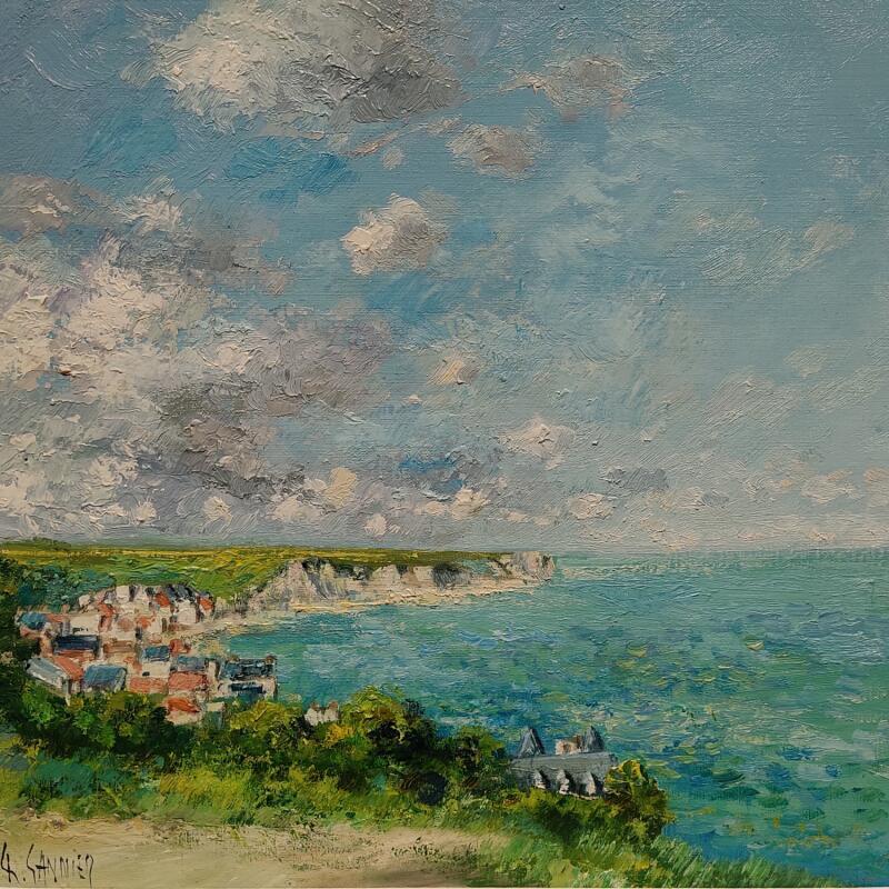 Peinture Plage de Arromanche par Sannier Daniel | Tableau Impressionnisme Paysages Huile