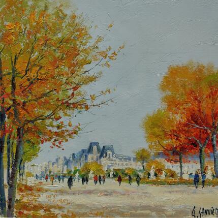 Peinture Promenade parisienne par Sannier Daniel | Tableau Impressionnisme Huile Paysages