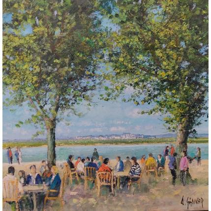 Peinture La terrasse à St Valery par Sannier Daniel | Tableau Impressionnisme Huile Paysages