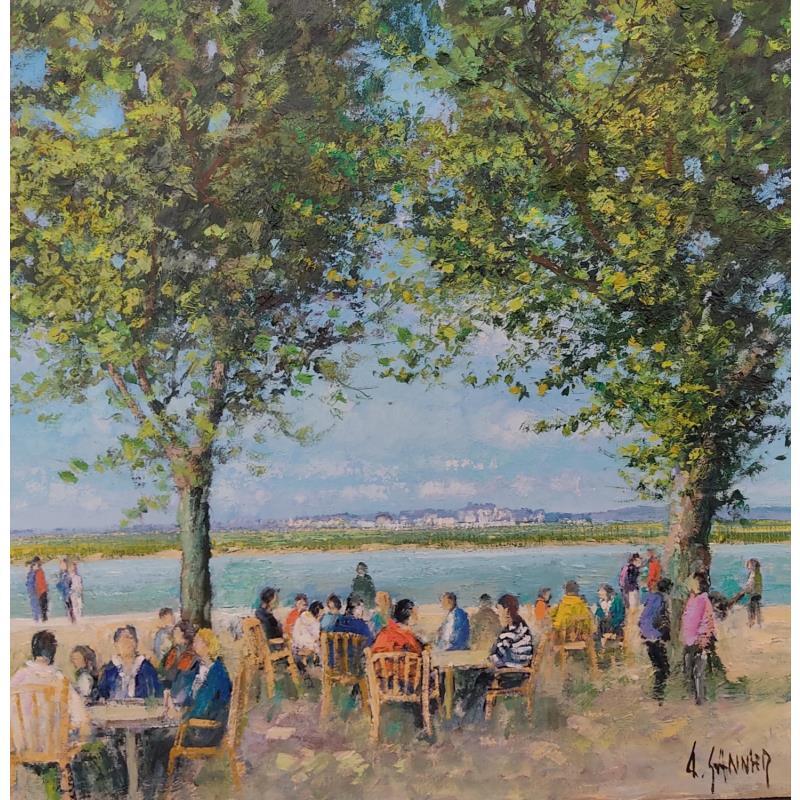 Peinture La terrasse à St Valery par Sannier Daniel | Tableau Impressionnisme Paysages Huile