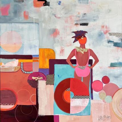 Peinture Bulles d'été par Lau Blou | Tableau Abstrait Acrylique, Collage, Feuille d'or, Pastel