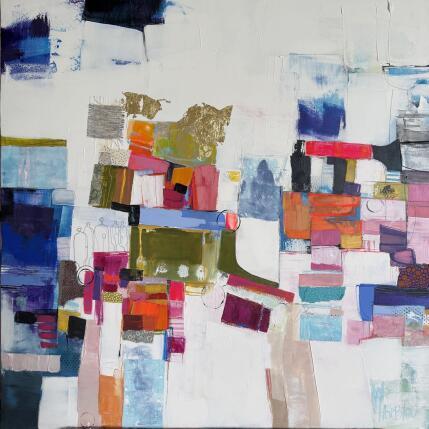 Peinture Les combattants par Lau Blou | Tableau Abstrait Acrylique, Collage, Feuille d'or, Pastel Paysages