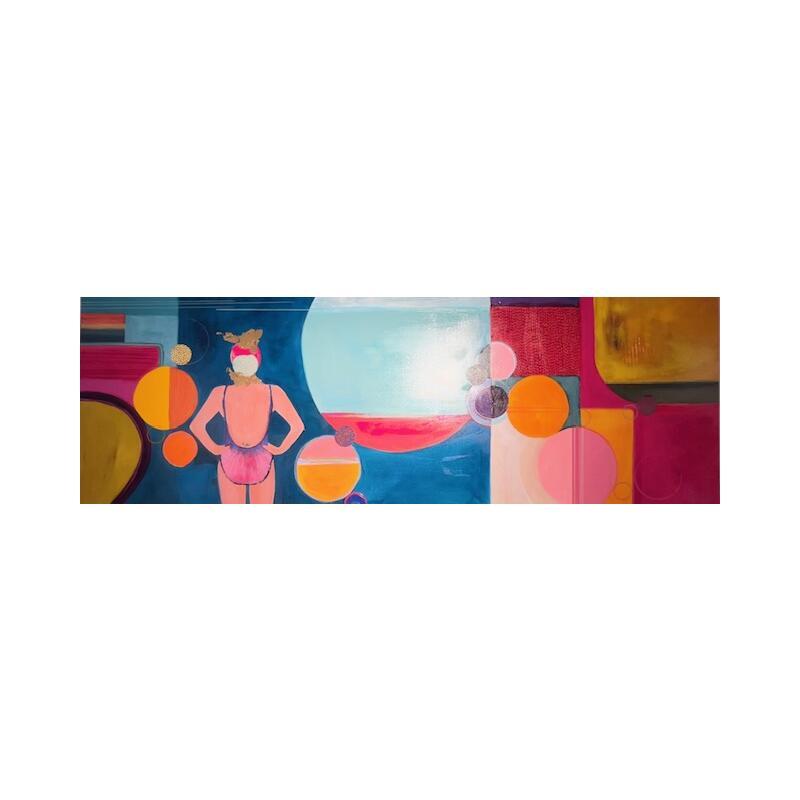 Peinture Croisière par Lau Blou | Tableau Abstrait Acrylique Collage Feuille d'or