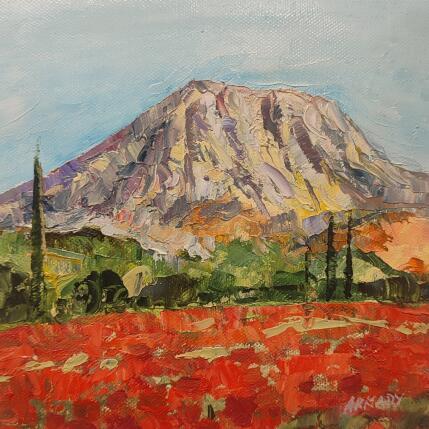 Gemälde Sainte-Victoire et coquelicots von Arkady | Gemälde Figurativ Öl Pop-Ikonen