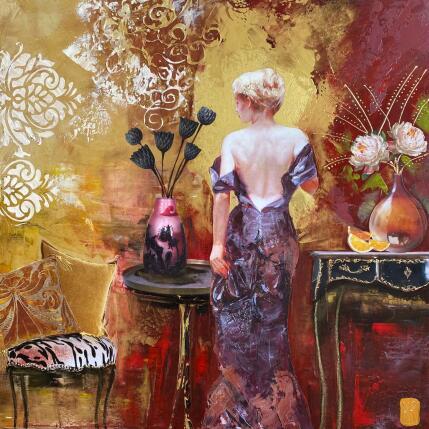 Painting Ce soir nous sortons  by Romanelli Karine | Painting Figurative Acrylic, Gluing, Gold leaf, Paper, Pastel, Posca Life style