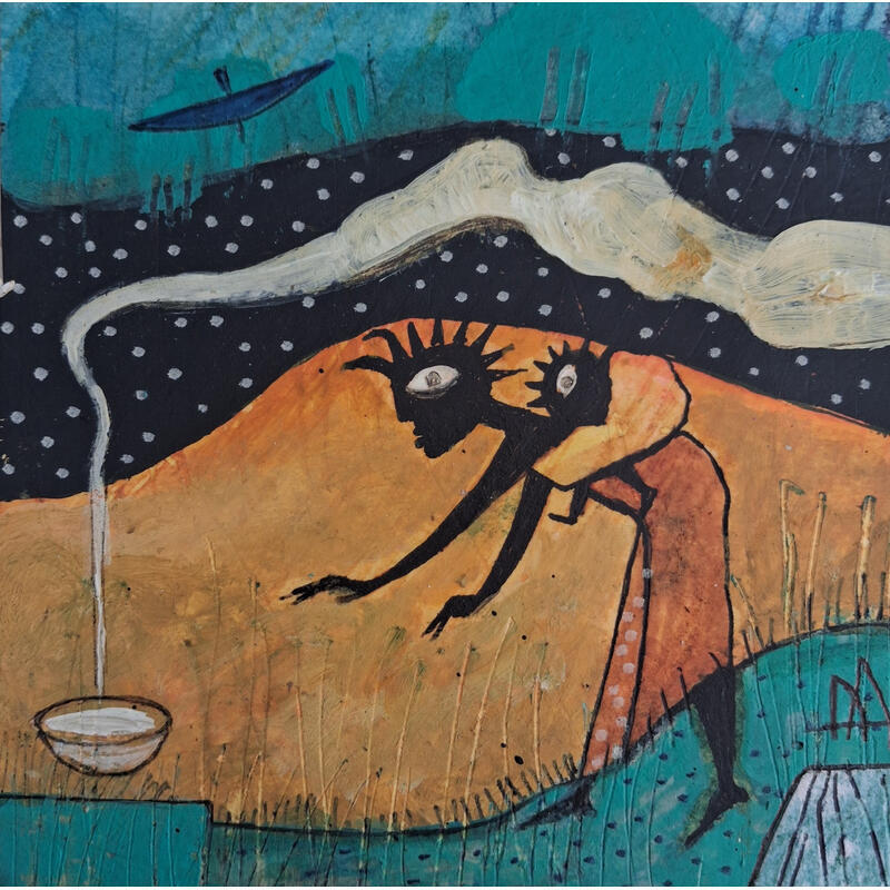 Gemälde Hora de comer von Arias Parera Almudena | Gemälde Naive Kunst Acryl Collage