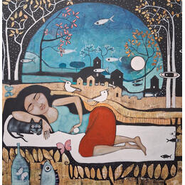 Painting El sueño de Casandra by Arias Parera Almudena | Painting Naive art Acrylic, Gluing