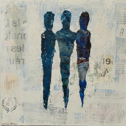 Peinture Trilogie par Rocco Sophie | Tableau Art Singulier Acrylique, Collage, Sable