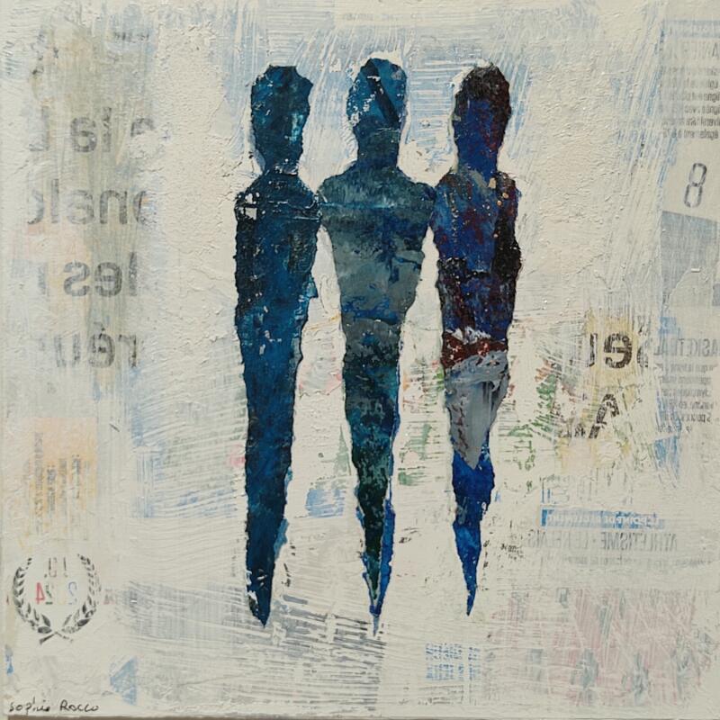 Gemälde Trilogie von Rocco Sophie | Gemälde Art brut Acryl Collage Sand