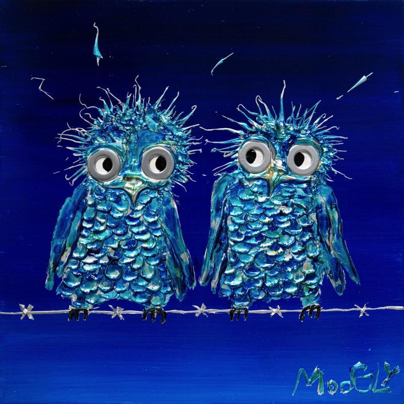 Peinture RÉCONCILIUS par Moogly | Tableau Art Singulier Animaux Acrylique Résine Pigments
