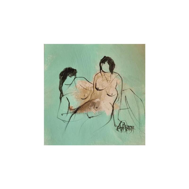 Peinture Vert printemps 1 par Chaperon Martine | Tableau Figuratif Nu Acrylique