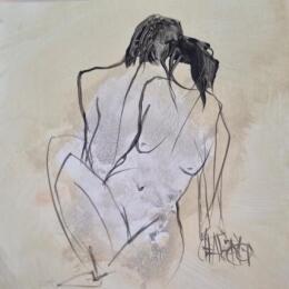 Painting Câlins 2 by Chaperon Martine | Painting Figurative Acrylic Nude, Pop icons