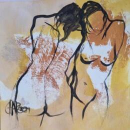 Painting Câlins 5 by Chaperon Martine | Painting Figurative Acrylic Nude, Pop icons