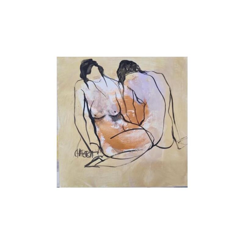 Painting Jaune soleil by Chaperon Martine | Painting Figurative Nude Acrylic