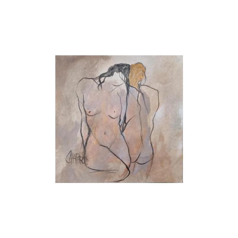 Painting Rencontre by Chaperon Martine | Painting Figurative Nude Acrylic