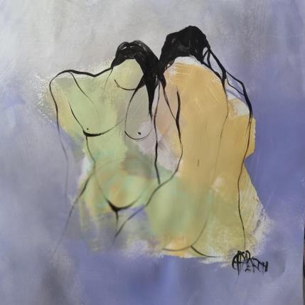 Painting Tendresse III by Chaperon Martine | Painting Figurative Acrylic Nude