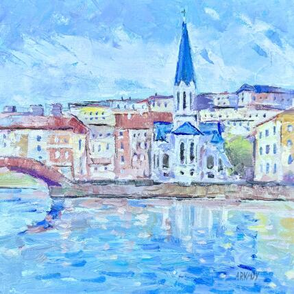 Painting Rives de Lyon au matin by Arkady | Painting