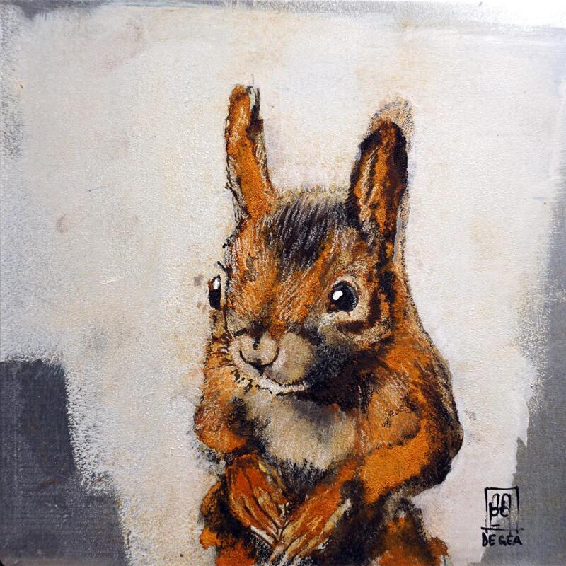 Peinture Un écureuil par De Géa Olivier  | Tableau Figuratif Animaux Métal