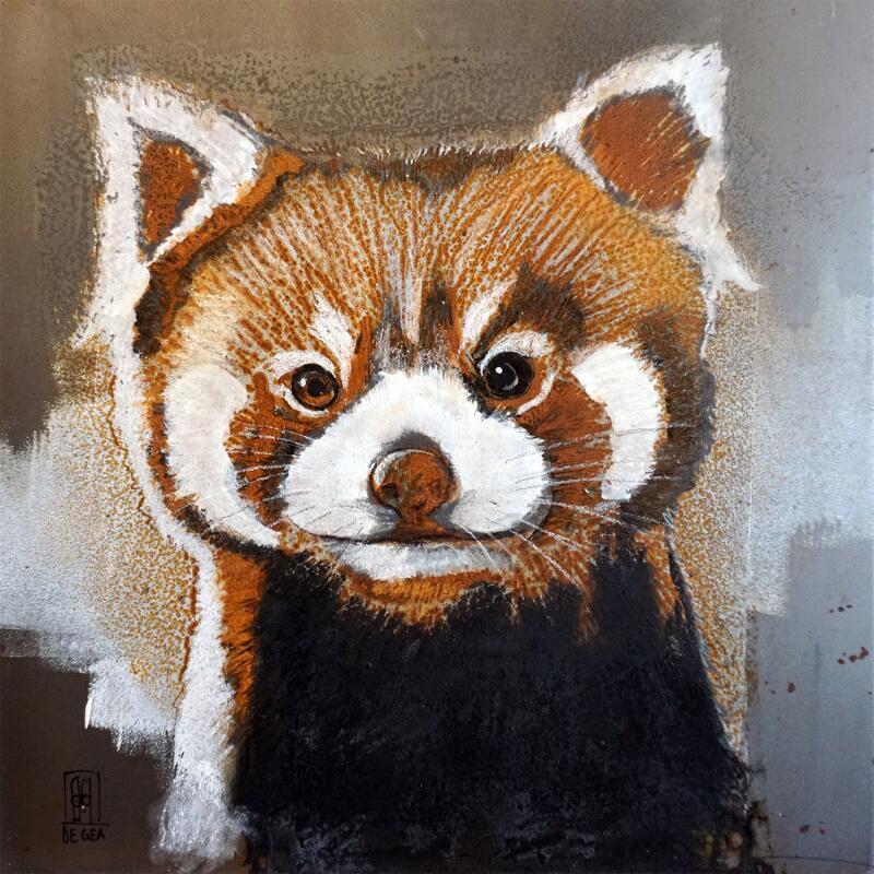 Peinture Red penda par De Géa Olivier  | Tableau Figuratif Animaux Métal