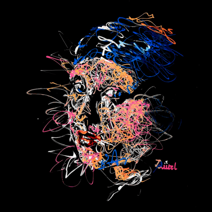 Peinture Ce que la perle ne dit pas par Pauline Dutel | Tableau Pop-art Pastel, Posca Portraits