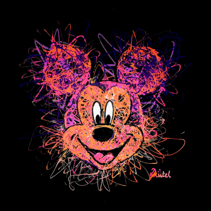 Peinture Instinct Disney (Mickey #01) par Pauline Dutel | Tableau Pop-art Posca Icones Pop