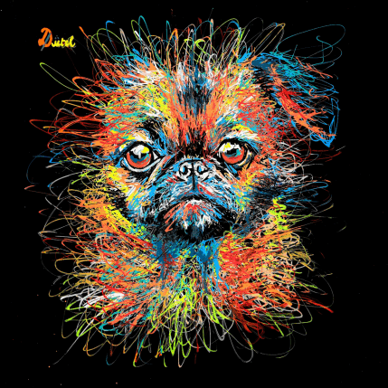 Peinture Instinct Totem Animal (Carlin #01) par Pauline Dutel | Tableau Pop-art Pastel, Posca Animaux