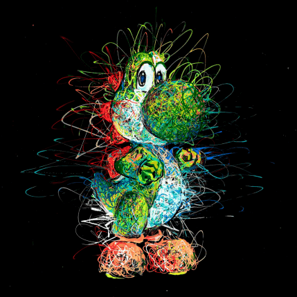 Peinture Instinct Nintendo (Yoshi #01) par Pauline Dutel | Tableau Pop-art Pastel, Posca Icones Pop