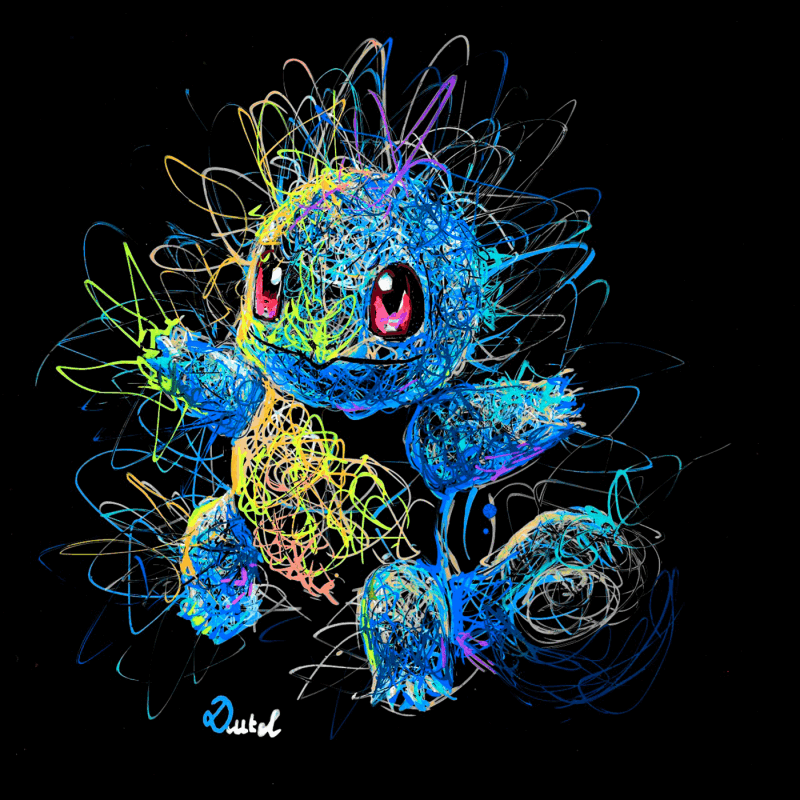 Painting Instinct Pokemon (Carapuce No.07) by Pauline Dutel | Painting Pop-art Pop icons Posca Pastel