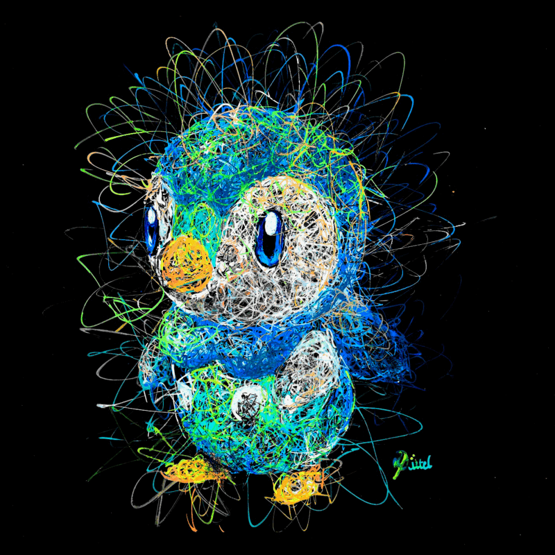 Painting Instinct Pokemon (Tiplouf No.393) by Pauline Dutel | Painting Pop-art Pop icons Posca Pastel