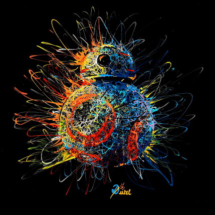 Peinture Instinct Star Wars (BB-8 No.01) par Pauline Dutel | Tableau Pop-art Pastel, Posca Icones Pop