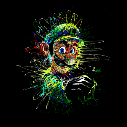 Peinture Instinct Nintendo (Luigi #01) par Pauline Dutel | Tableau Pop-art Pastel, Posca Icones Pop