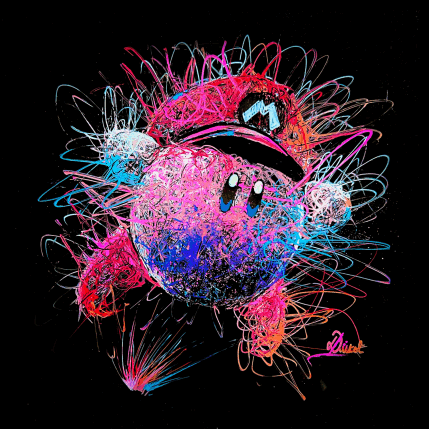 Peinture Instinct Nintendo (Kirby #01) par Pauline Dutel | Tableau Pop-art Pastel, Posca Icones Pop