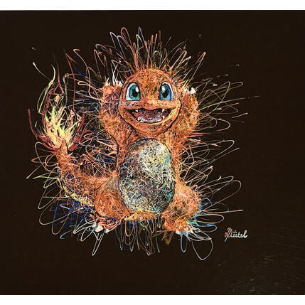Painting Instinct Pokemon (Salamèche No.04) by Pauline Dutel | Painting Pop-art Pastel, Posca Pop icons