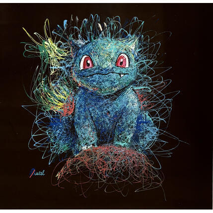Painting Instinct Pokemon (Bulbizarre No.01) by Pauline Dutel | Painting Pop-art Pastel, Posca Pop icons