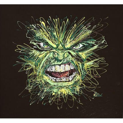 Painting Instinct Marvel (Hulk #01) by Pauline Dutel | Painting Pop-art Pastel, Posca Pop icons