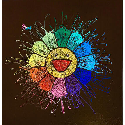 Painting Instinct Murakami (flower #01) by Pauline Dutel | Painting Pop-art Pastel, Posca Pop icons