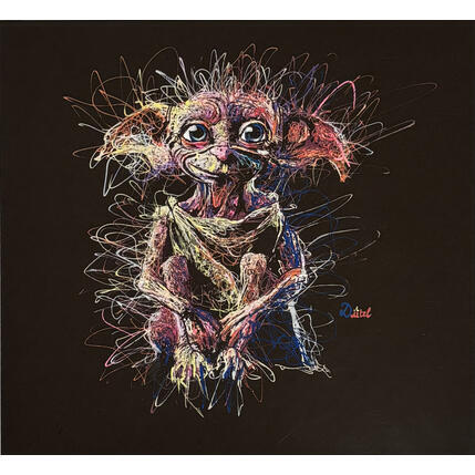 Painting Instinct Harry Potter (Dobby No.01) by Pauline Dutel | Painting Pop-art Pastel, Posca Portrait