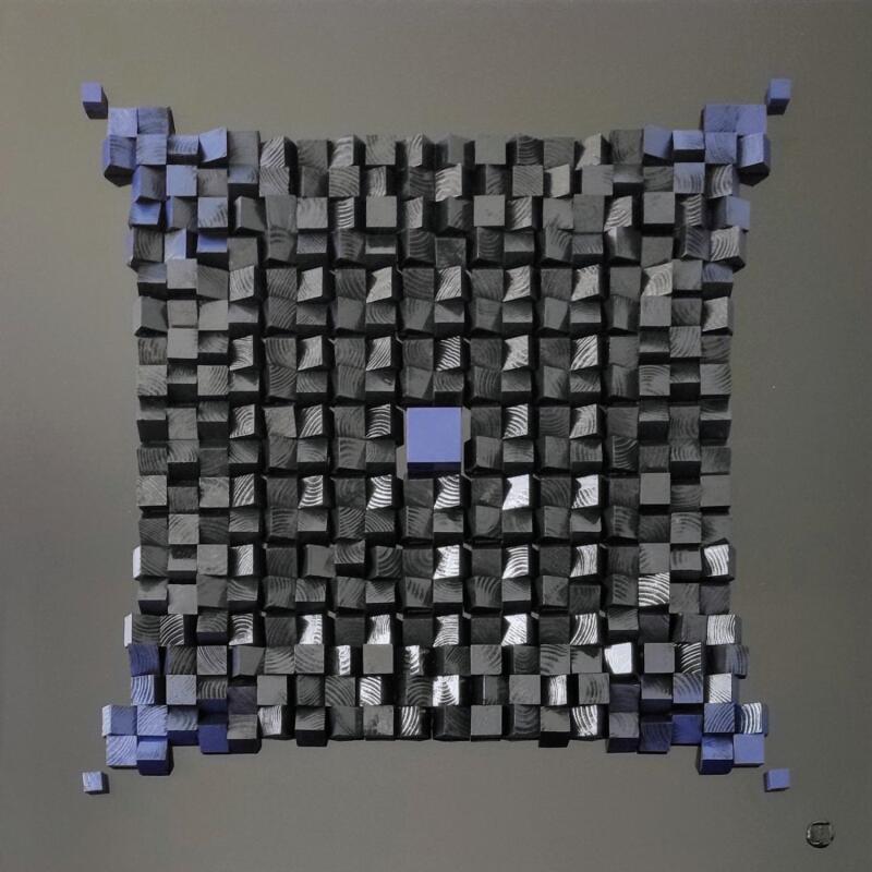 Peinture Night & Day par Bauquel Véronique | Tableau Abstrait Minimaliste Bois Acrylique Collage