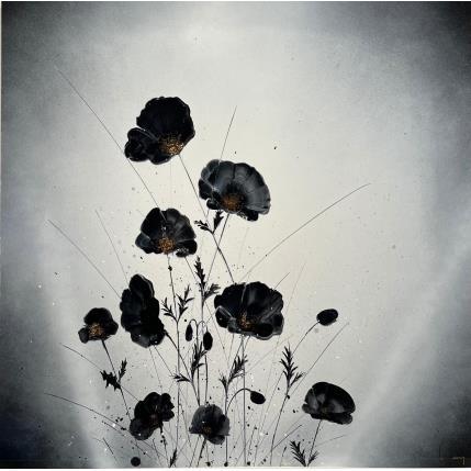 Painting Coquelicots dans le vent by Rey Julien | Painting Figurative Gold leaf