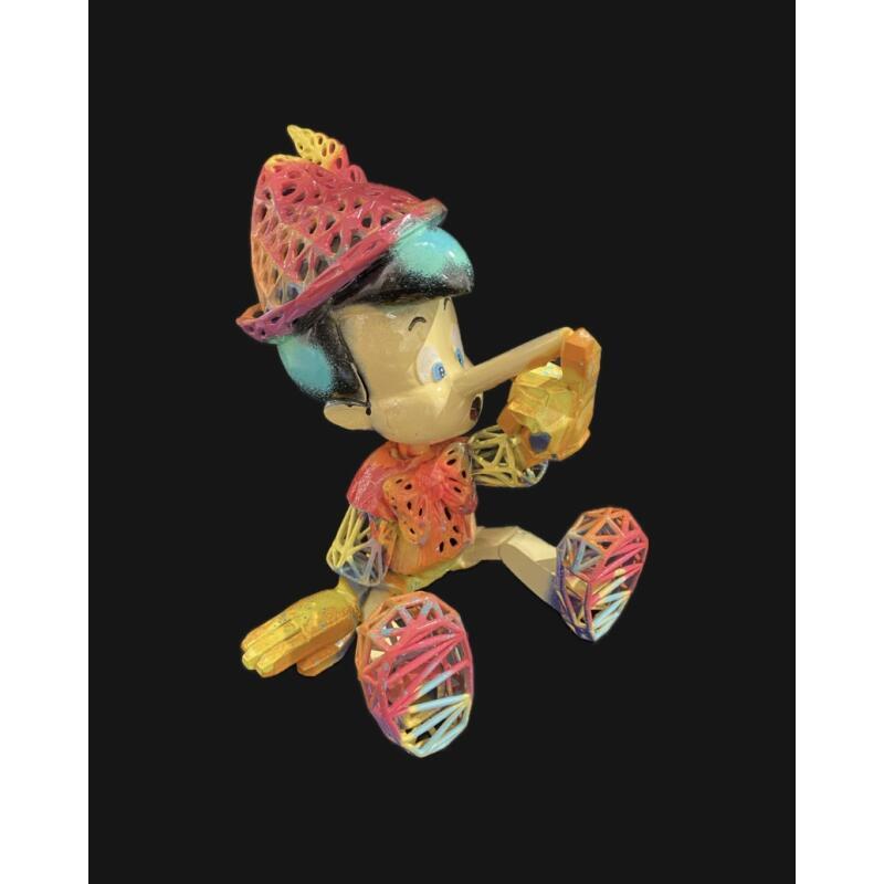 Sculpture Néon Pinocchio Sitting par Shenoda | Sculpture Pop-art Graffiti Résine