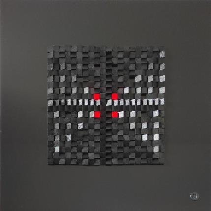 Painting Red Kubik by Bauquel Véronique | Painting Abstract Minimalist