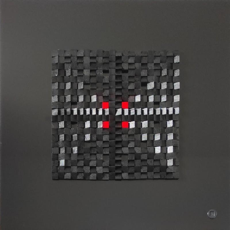 Peinture Red Kubik par Bauquel Véronique | Tableau Abstrait Minimaliste