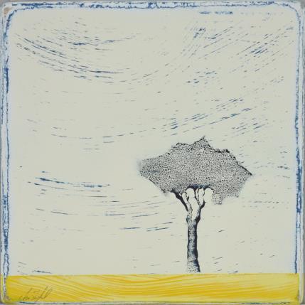 Gemälde Comme un jaune arborescent 436 von ChristophL | Gemälde Figurativ Acryl, Holz, Tinte Landschaften, Minimalistisch, Natur