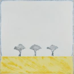 Painting Comme un jaune arborescent 449 by ChristophL | Painting Figurative Acrylic, Ink, Wood Landscapes, Minimalist, Nature