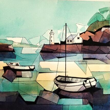 Peinture Barques (phare) par Langlois Jean-Luc | Tableau Figuratif Aquarelle Marine