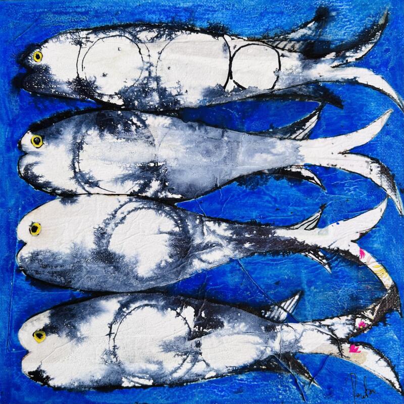 Painting Pageot by Colombo Cécile | Painting Naive art Animals Watercolor Acrylic Gluing Ink Pastel