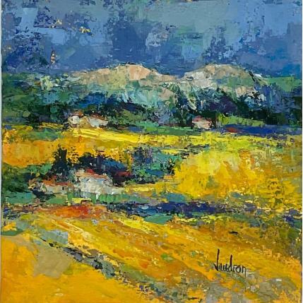 Peinture Mérindol le Grand Champs par Vaudron | Tableau Figuratif Gouache Paysages