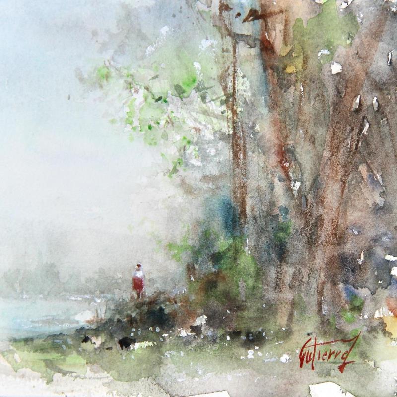 Gemälde Printemps en Touraine von Gutierrez | Gemälde Impressionismus Landschaften Aquarell