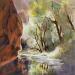 Painting Sedona 139 by Seruch Capouillez Isabelle | Painting Figurative Landscapes Urban Nature Watercolor