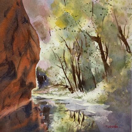 Painting Sedona 139 by Seruch Capouillez Isabelle | Painting Figurative Watercolor Landscapes, Nature, Urban